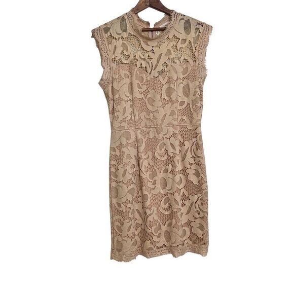 Sans Souci Lined Sleeveless Lace Ballerina Cut Out Mini Dress Light Pink Large - Picture 1 of 7
